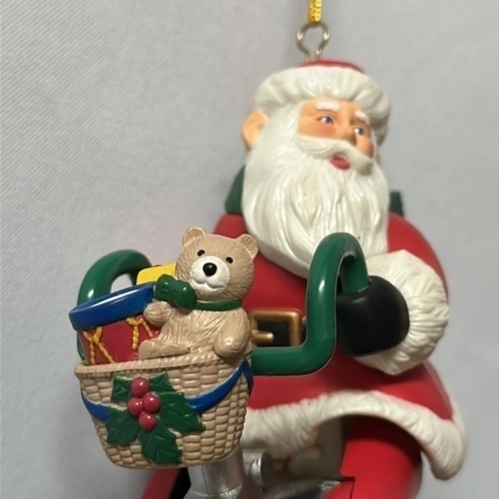 Vintage 90’s cycling Santa‎ ornament (does not move or play music)